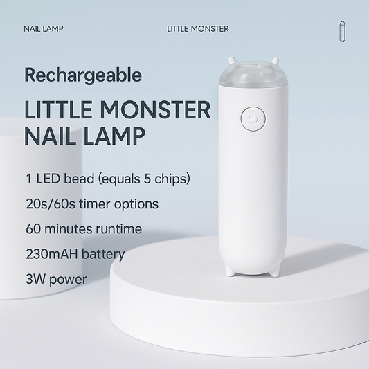 Rechargeable Mini UV LED Nail Lamp – Little Monster Quick Cure Light with Dual Timer, Compact & Portable for Gel Polish, Nail Tips, Rhinestones, DIY Manicure on the Go
